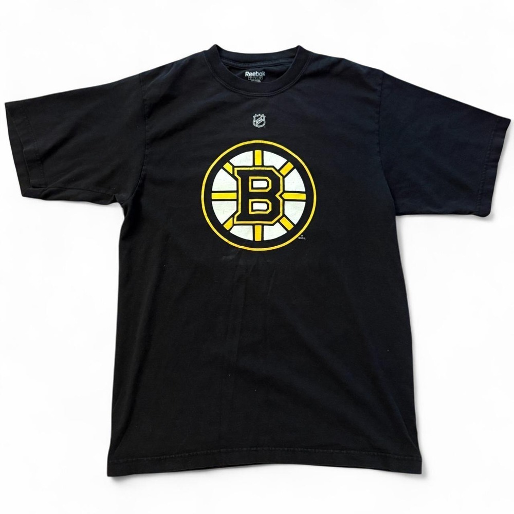 Vintage Reebok Boston Bruins Nathan Horton 18 NHL Black Graphic T-Shirt Mens M